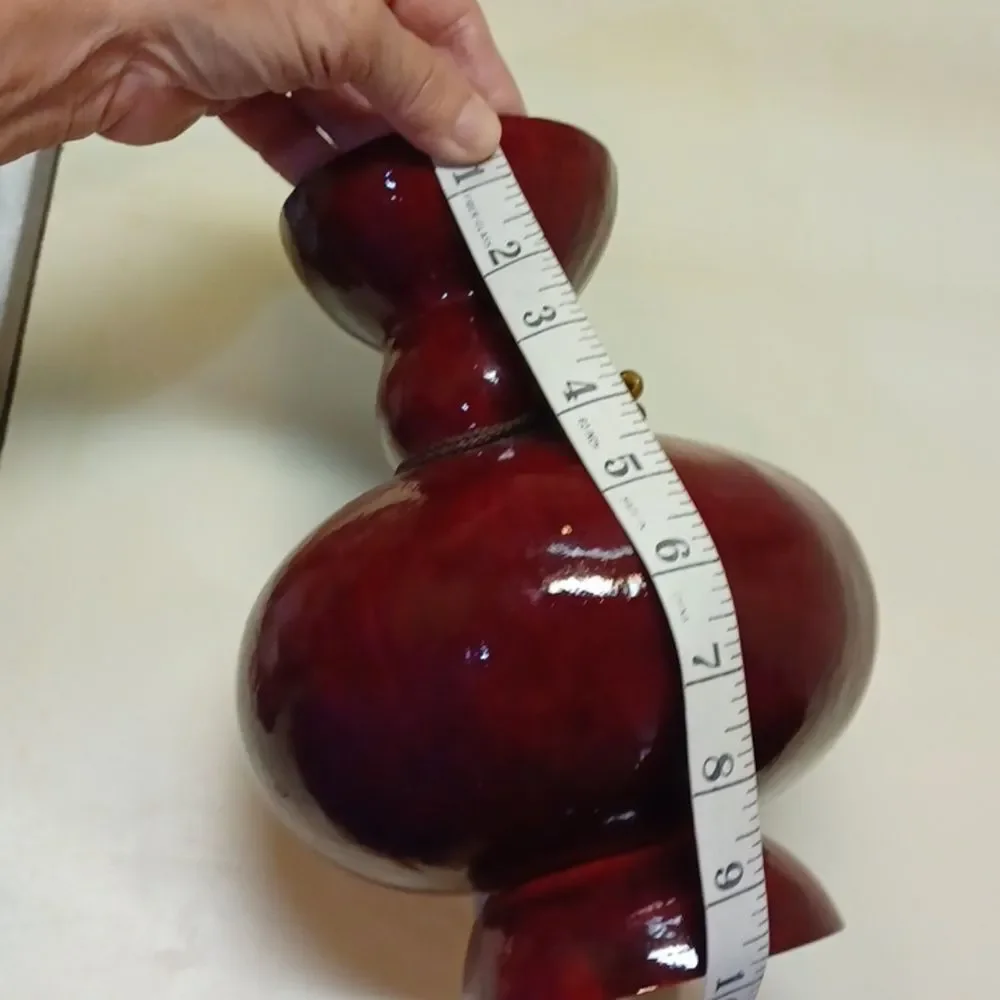 Gourd‎ Finished To A Vase Handcrafted New  10Tx22 Round Signed New
